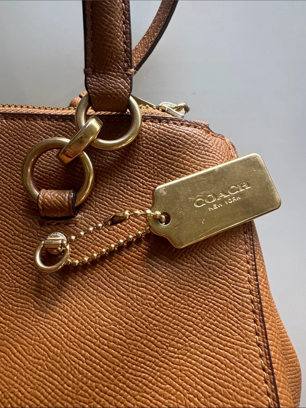 Coach Etta Carryall Cognac Leather Shoulder Bag with Gold Hardware